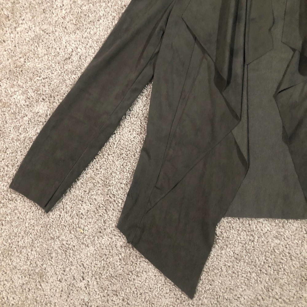 Catherine Malandrino Olive Green Faux Suede Cascade Open Front Jacket Petite S - Picture 8 of 12